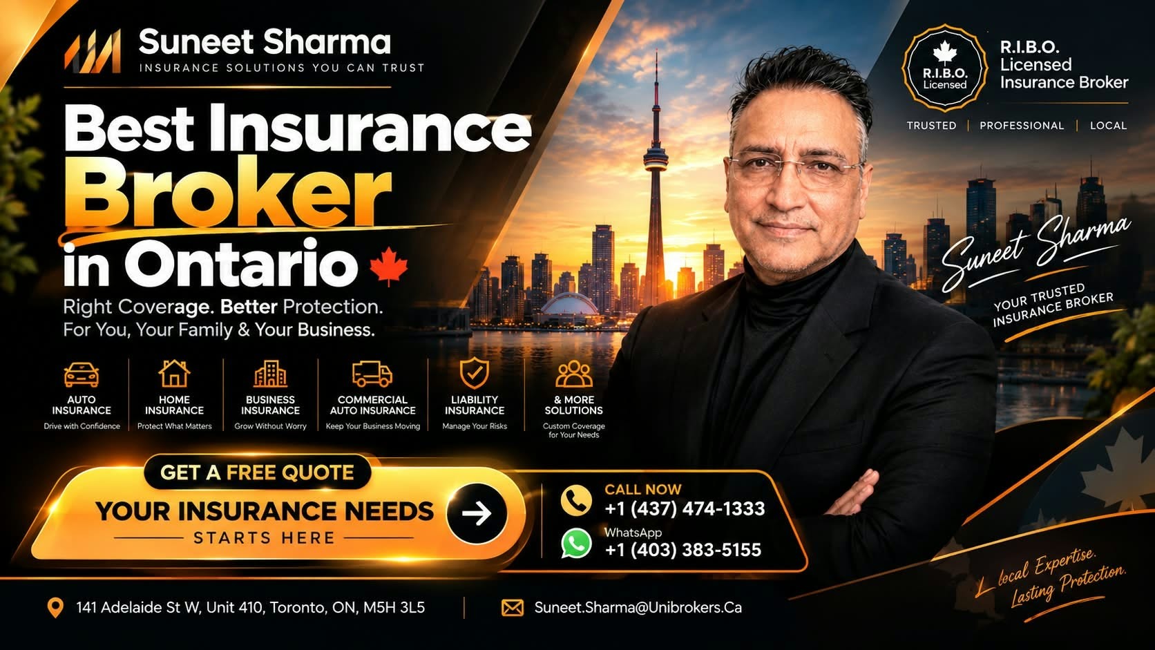 Insurance broker in Ontario for home, auto and business insurance